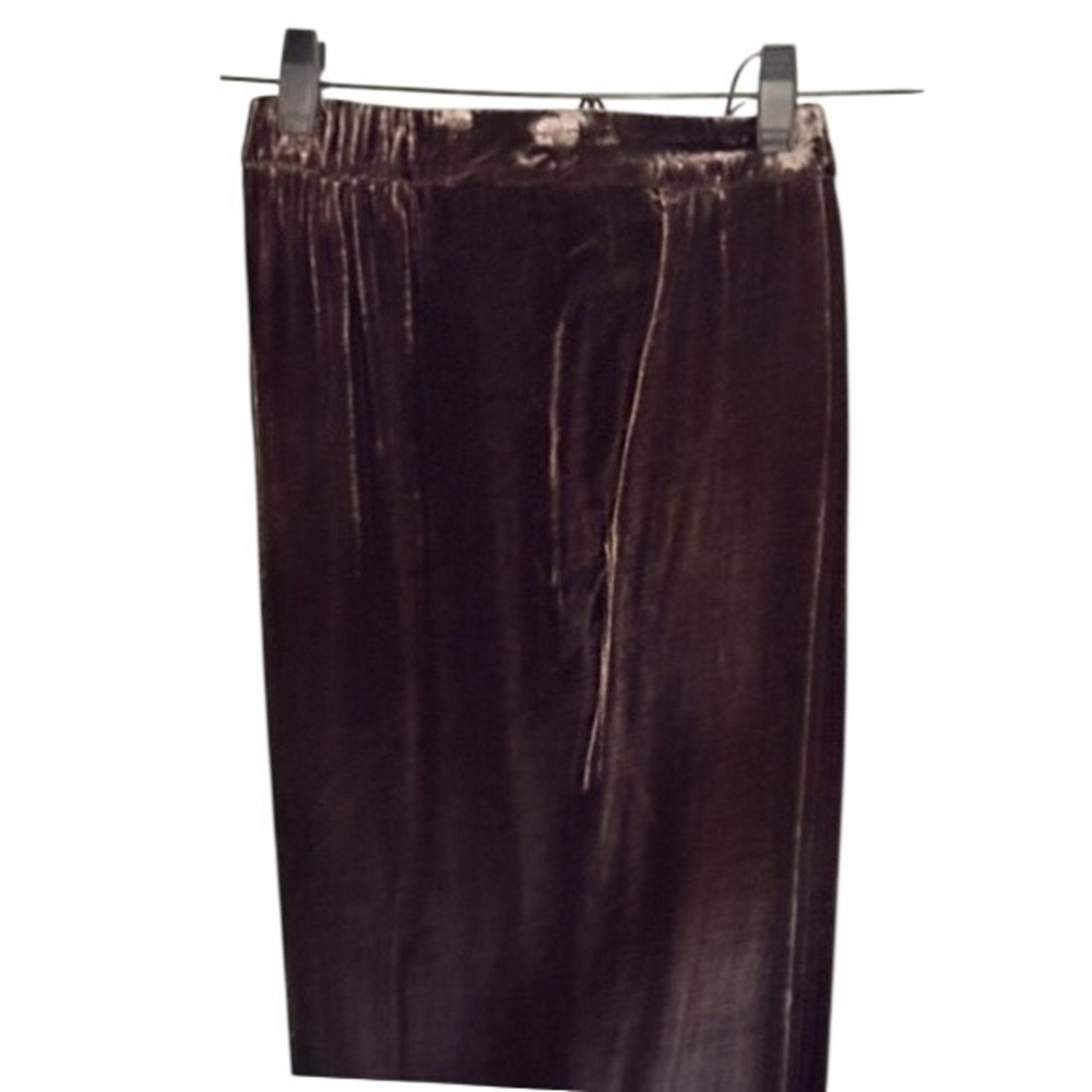 ZARA‎ Silk Blend Velvet Brown Trousers Straight Leg Size Large Dark Academia
